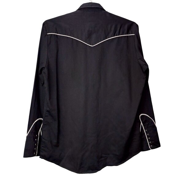 Roper Shirt Mens Large Black Horseshoe Western Embroidered Pearl Snap Rodeo - Picture 2 of 8